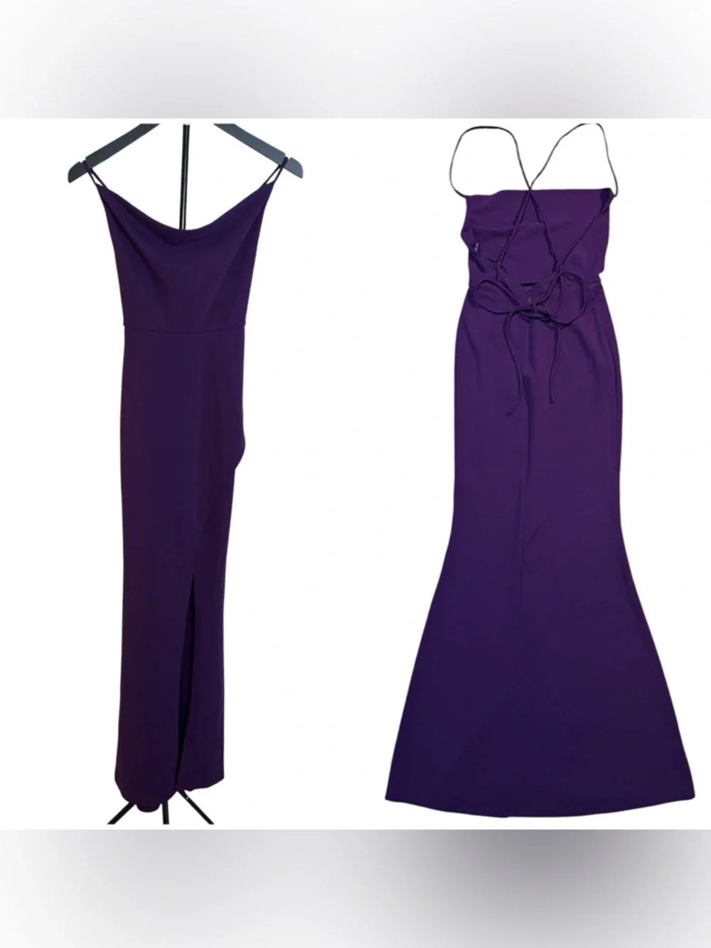 Beautiful Women’s Purple Spaghetti Straps Thigh-High Slit Maxi Dress! Size XS.
